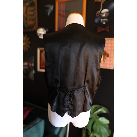 Vintage A.J. Black Leather Suede Vest w/Western Star Snaps whimsigoth Size L - Picture 8 of 10